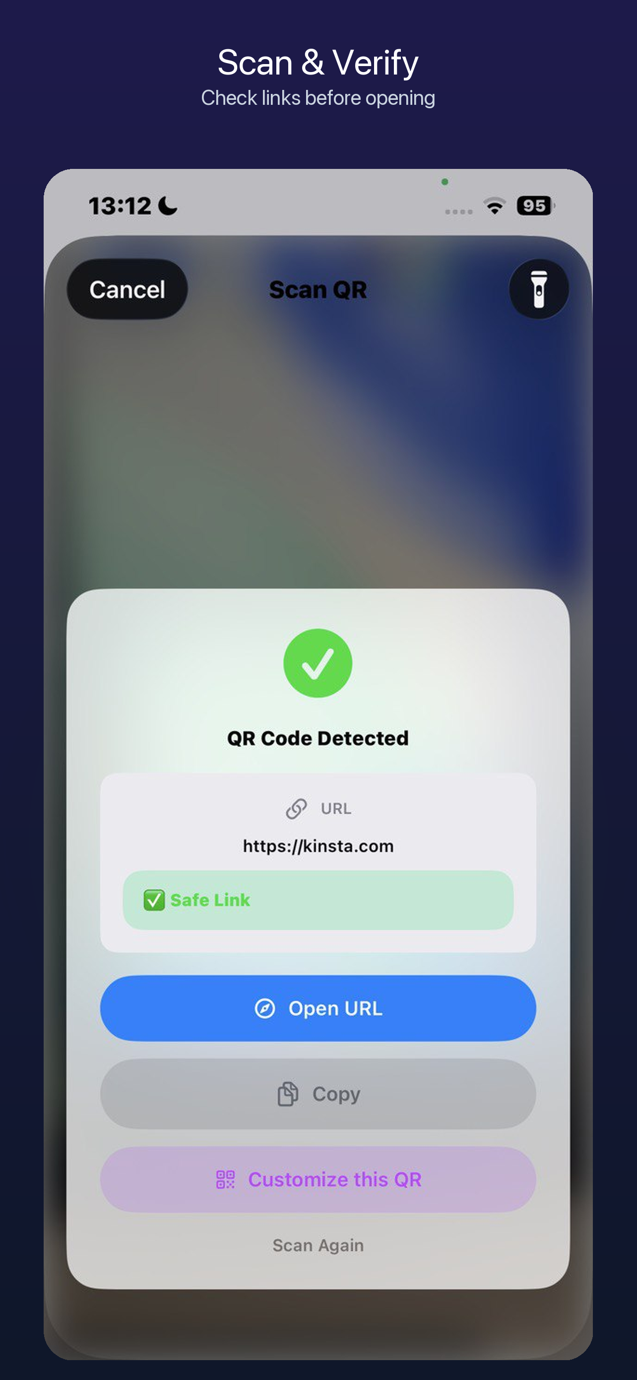 inQRedible QR scanner with link analysis